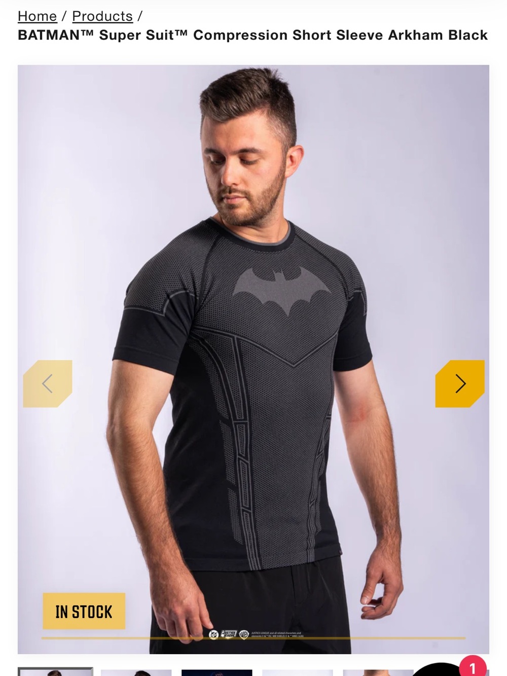 SuperX Batman Men's Black Compression Short Sleeve Top